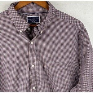 Charles Tyrwhitt Dress Shirt Men XXL Classic Fit Blue Red Gingham Pocket Jermyn